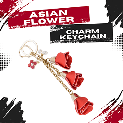 Asian Flower Charm Keychain
