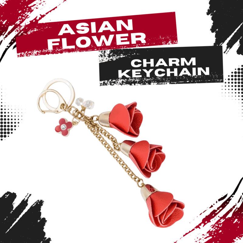Asian Flower Charm Keychain