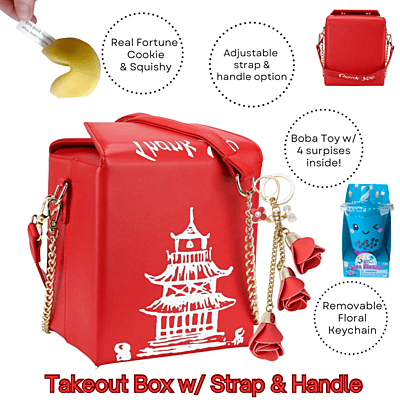 Chinese Takeout Box Bag w/ Strap & Handle Options Plus Accessories
